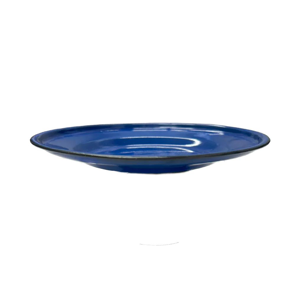 22cm Flat Enamel Plate Blue - Image 2