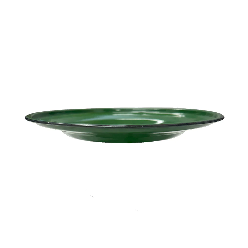 22cm Flat Enamel Plate Green - Image 2