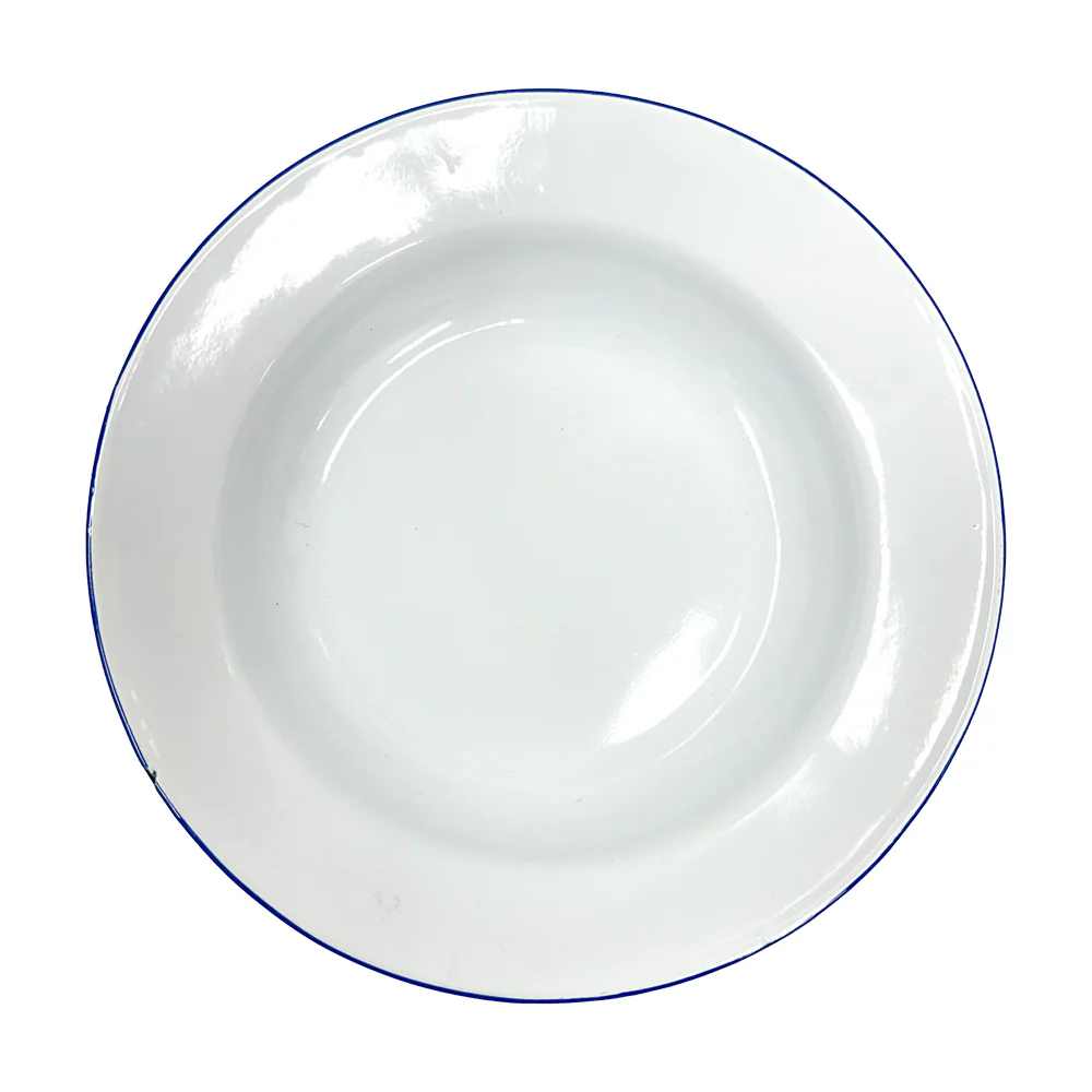24cm Enamel Soup Plate White Lightweight