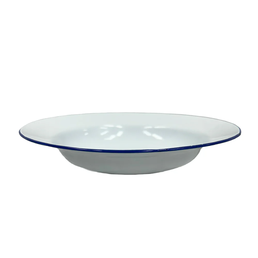 24cm Enamel Soup Plate White Lightweight - Image 2