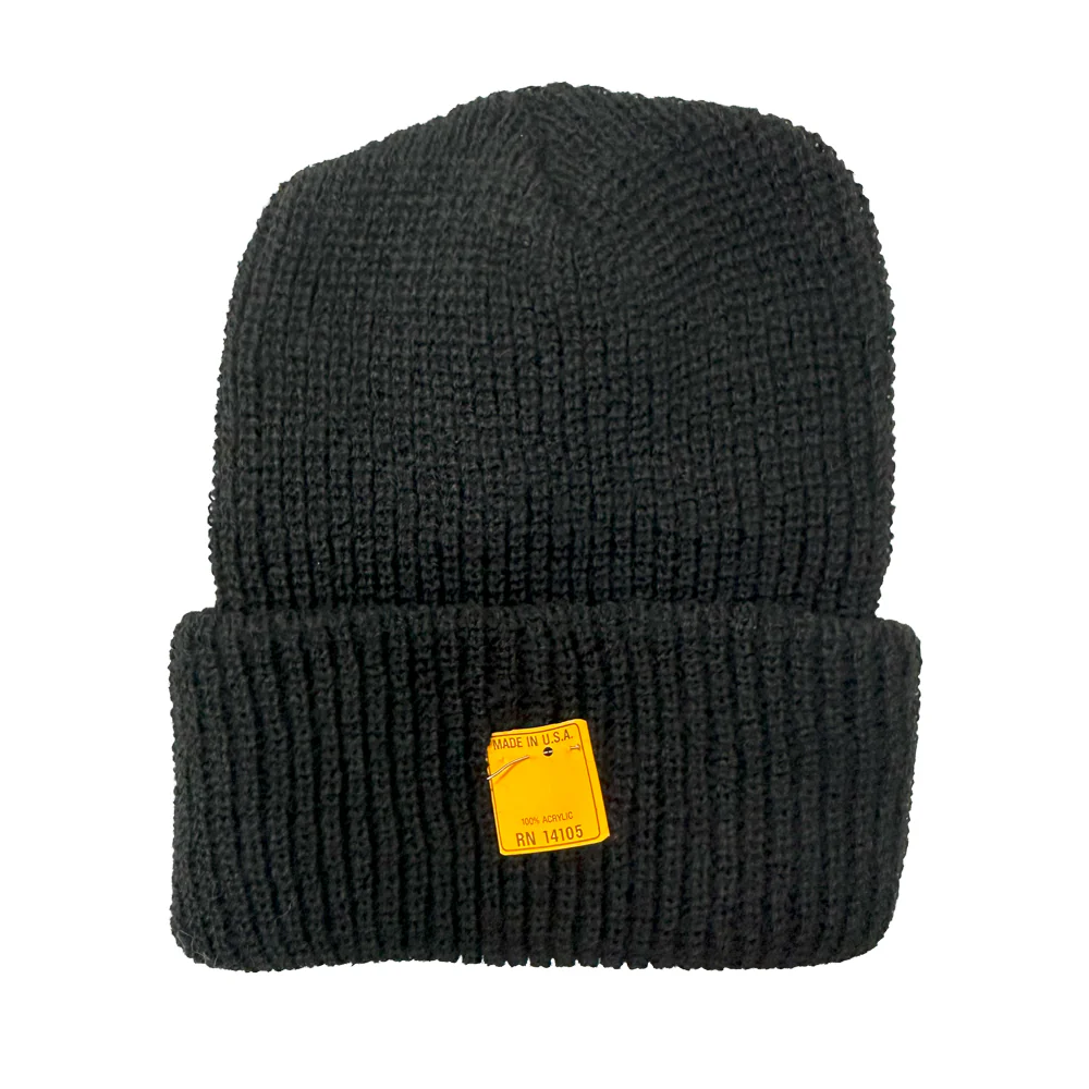 Acrylic Black Ribbed Beanie Made in USA - Image 2