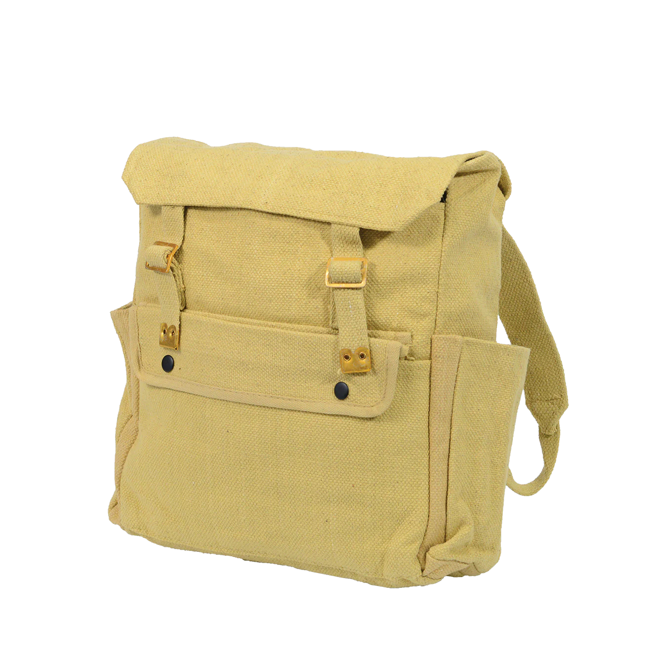 Cotton Canvas Medium Webbing Backpack Khaki
