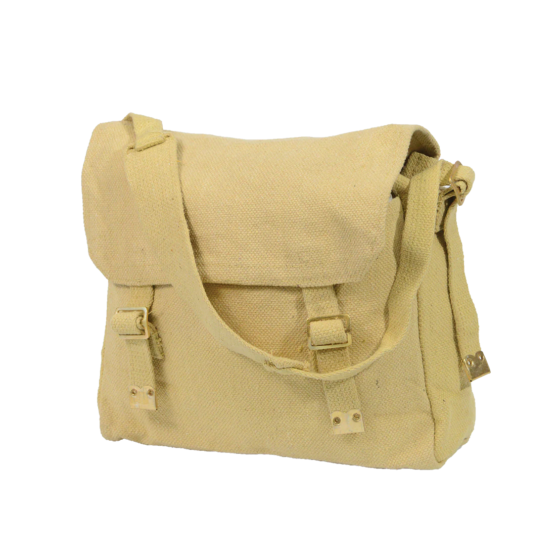 Cotton Canvas Webbing Shoulder Bag Khaki WH1