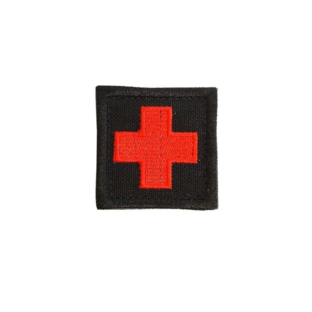 Medical Cross Square Patch Black