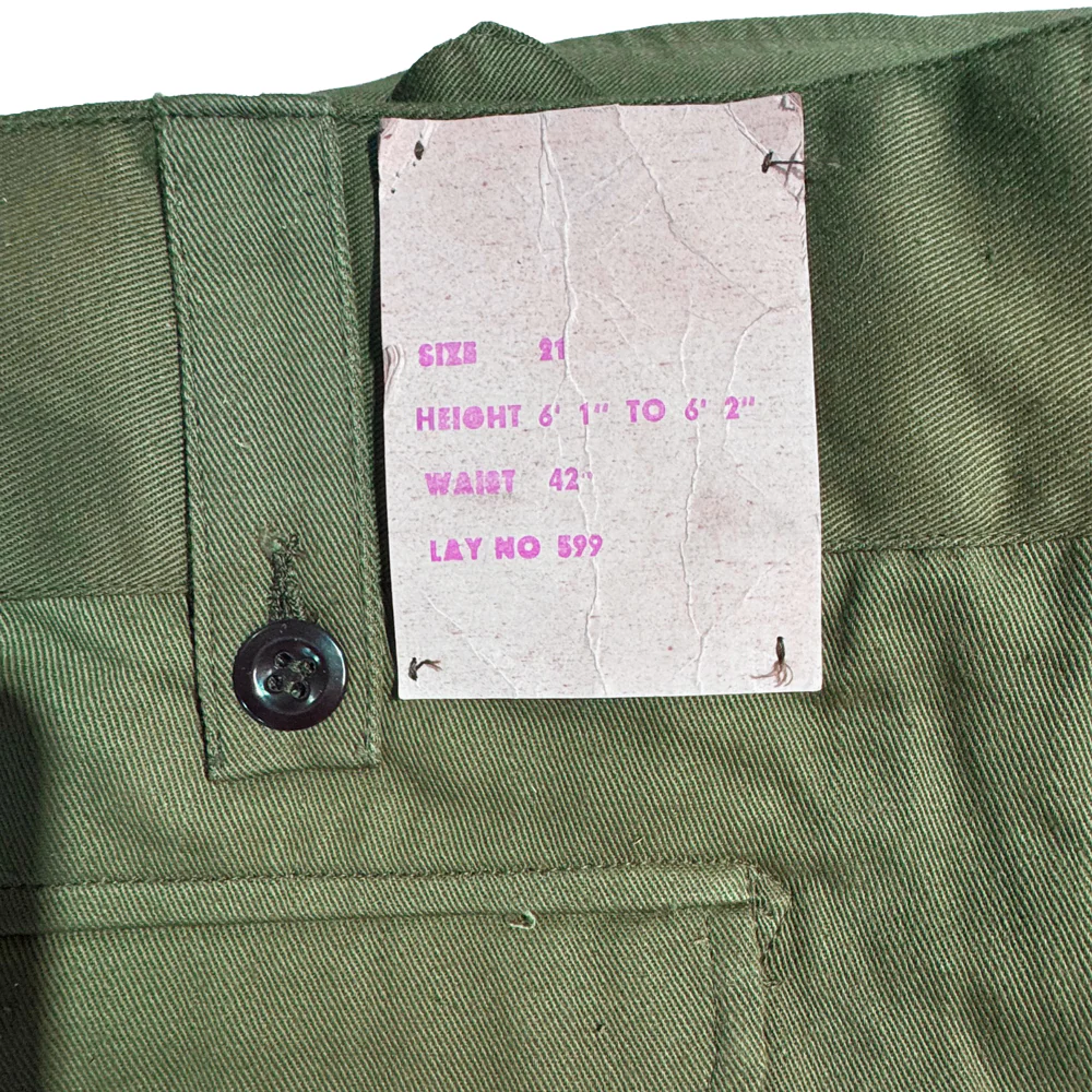 Original Australian Army Jungle Green Vietnam Era Cross Over Trousers - unissued - Image 4
