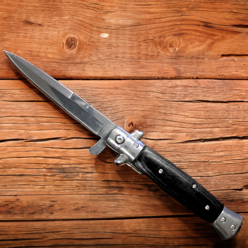 Stiletto Style Folding Knife Black - Image 4