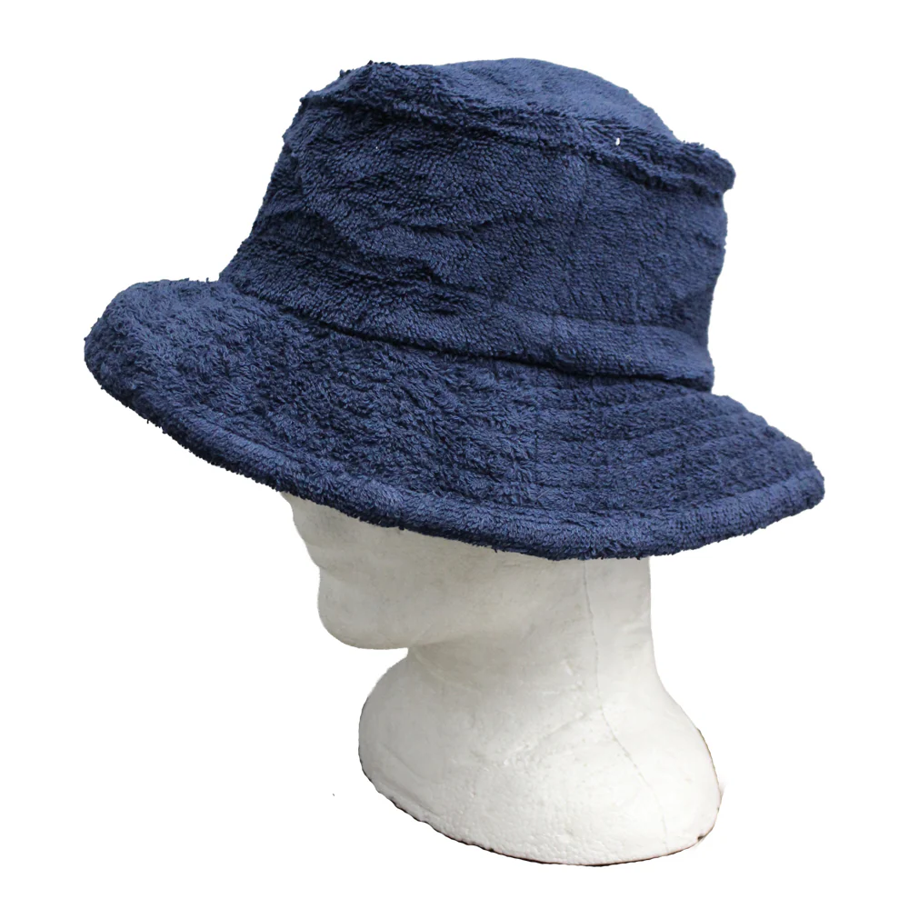 Terry Towelling Wide Brim Hat Navy - Image 2